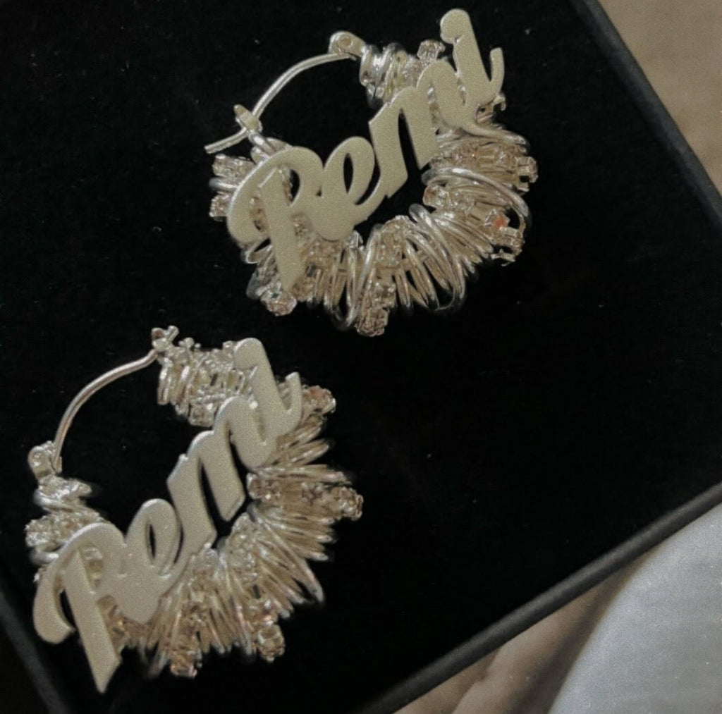 Personalized Name Chucky Hoop Earrings